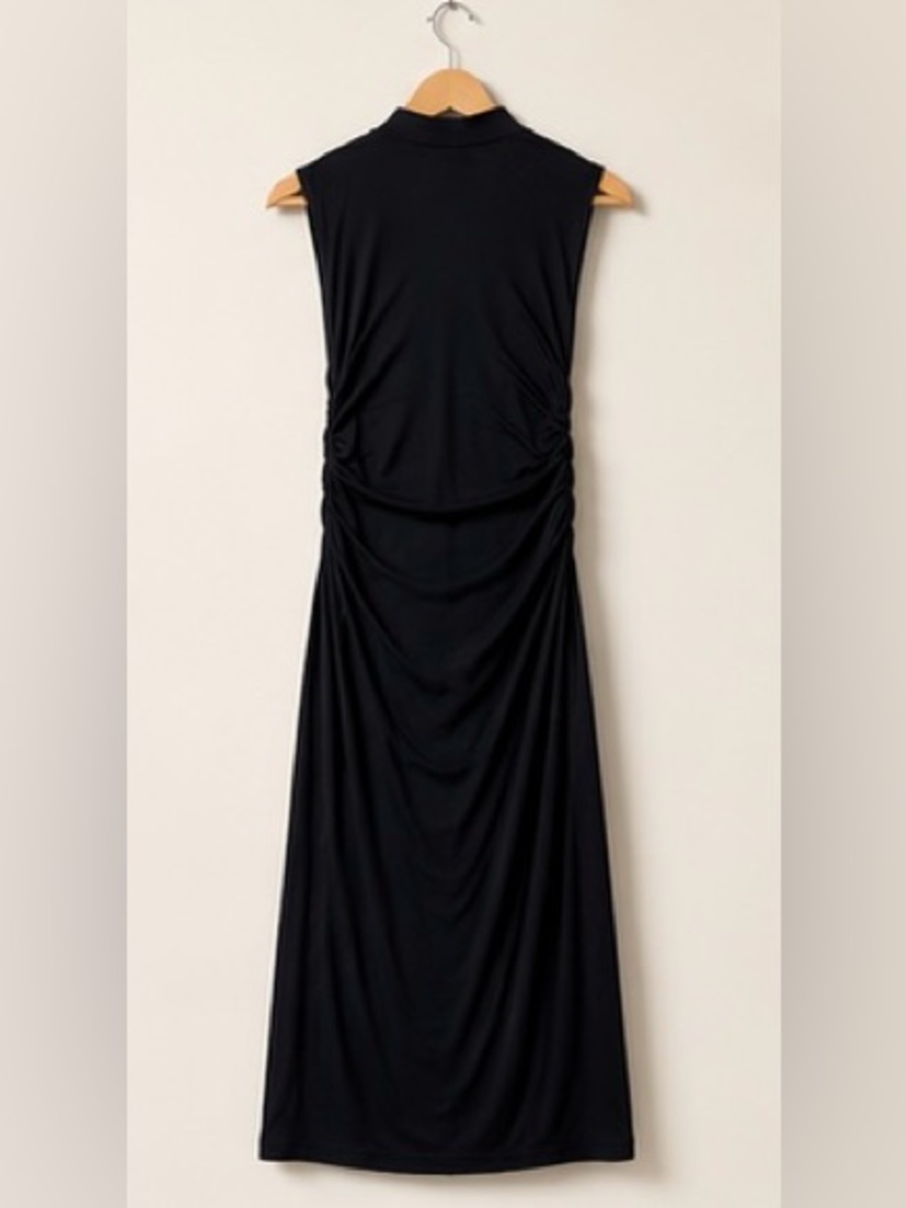 A New Day Black Ruched Mock Neck Maxi Dress - Picture 3 of 6
